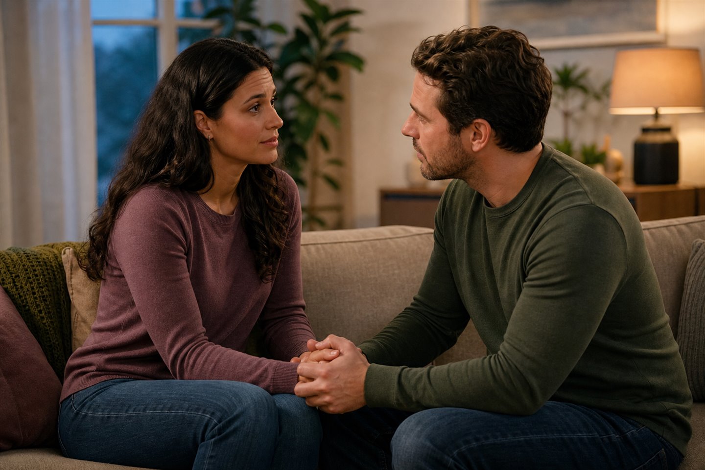 Adult couple having a supportive herpes disclosure conversation